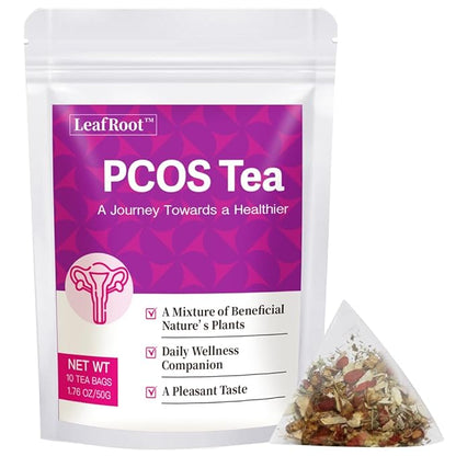 LEAFROOT Natural PCOS Tea for Women to Get Pregnant Fast, Herbal Spearmint Nettle leaf for Hormone Balance Bliss & Ovulation Fertility Tea, Overall Wellness to Regulate Menstrual Cycle and Womb Detox