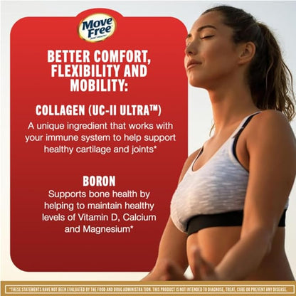 Move Free Ultra 3X Triple Action Type II Collagen and Boron Joint Support Supplement, Supports Cartilage & Bones in 1 Tiny Pill Per Day, 30 Tablets/30 Servings (3 Pack)