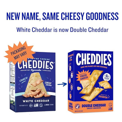 Cheddies Crackers Double Cheddar | Healthy Snacks Made with Real Cheddar Cheese and Simple Ingredients | Non-GMO | Cheesy Crackers | 4.2 Ounce (Pack of 6)