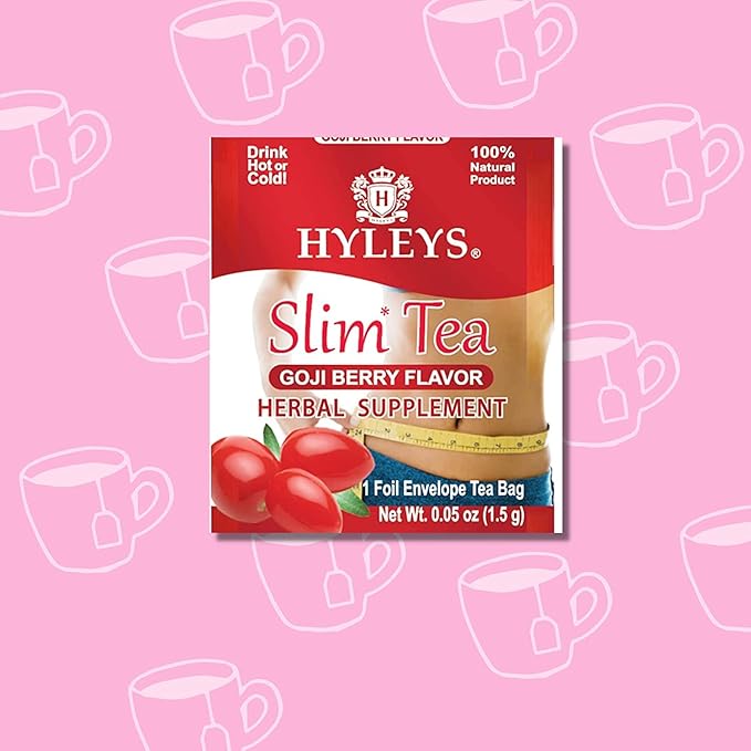 Hyleys Slim Tea Weight Loss Herbal Supplement with Goji Berry - Cleanse and Detox - 50 Tea Bags