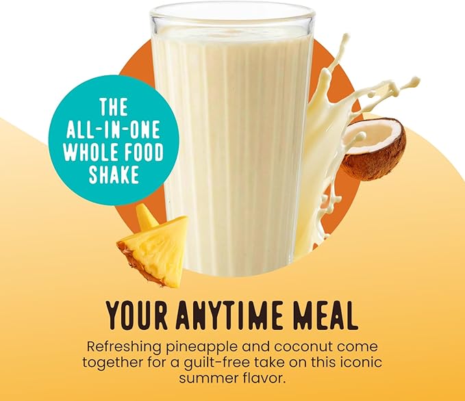 FlavCity All in One Protein Shake Powder, Pineapple Coconut - On the Go Meal Alternative + Collagen Peptides, Reishi & Cordyceps - Focus, Skin, Hair & Joint Support - 100% Grass Fed Whey, 20 Servings