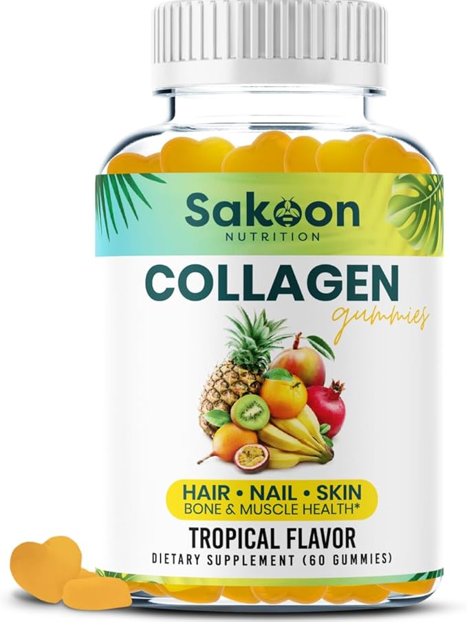 Sakoon nutrition Halal Collagen Gummies for Women and Men - Anti Aging, Hair Growth, Skin Care & Strong Nails Protein Collagen Supplements - Non-GMO, Gluten Free - Made in USA