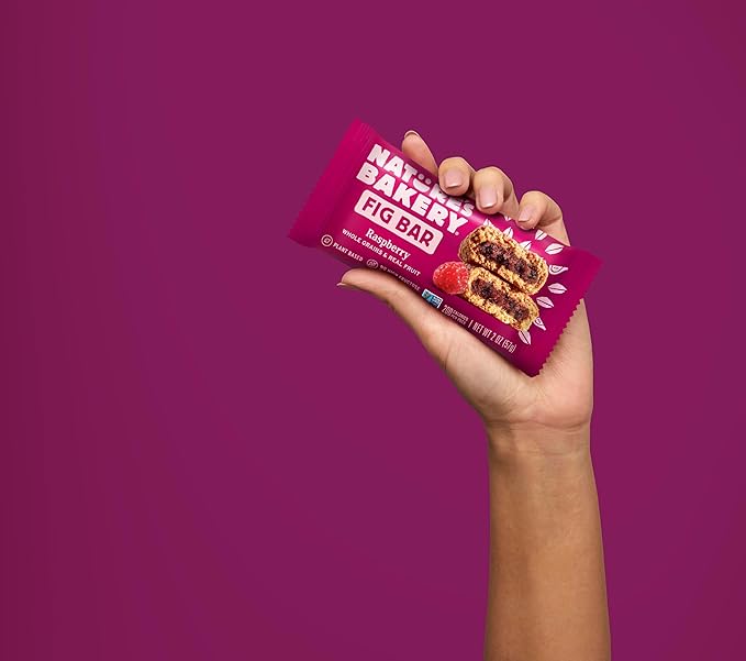 Nature’s Bakery Whole Wheat Fig Bars, Raspberry, Real Fruit, Vegan, Non-GMO, Snack bar, 1 box with 12 twin (Pack of 2)