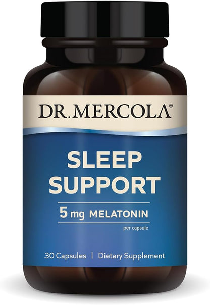 Dr. Mercola Sleep Support with Melatonin - Supports Restful Sleep & Relaxation - Melatonin with L-Theanine, 5-HTP, GABA & Chamomile - 30 Capsules - 5 mg
