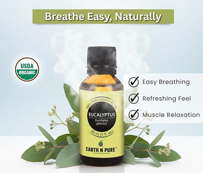 Earth N Pure Eucalyptus Essential Oil (Nilgiri Oil) Steam Distilled, Undiluted, Natural, Therapeutic Grade 15 ml