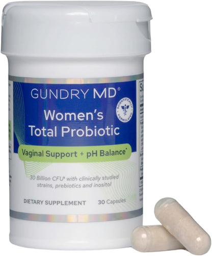 Gundry MD Women's Total Probiotic - Women's Probiotic for Vaginal Support & Digestive Health - 30 Capsules