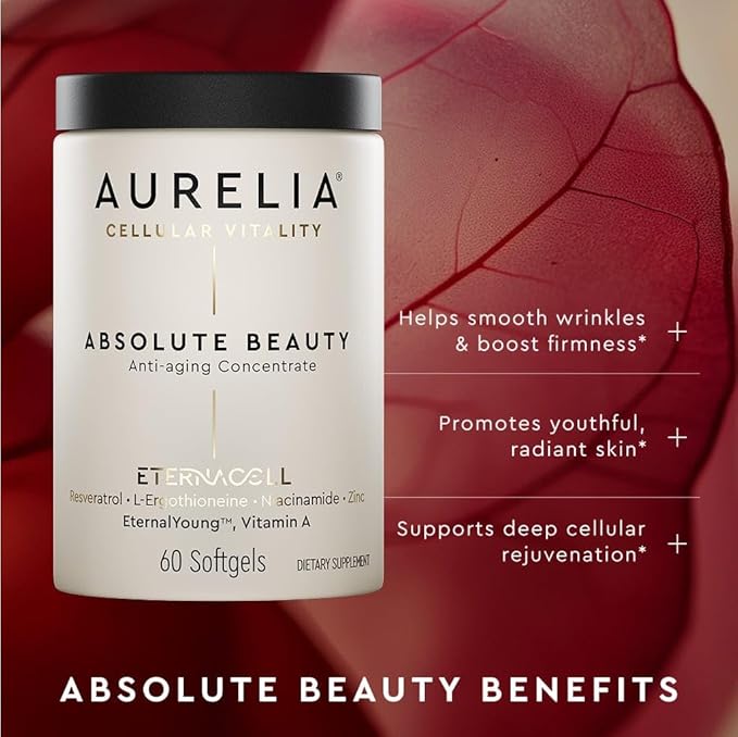 AURELIA Absolute Beauty | Advanced Cellular Anti-Aging Supplement | Increase Skin Moisture | with Zinc, Resveratrol, Niacinamide, Ergothioneine & Retinol
