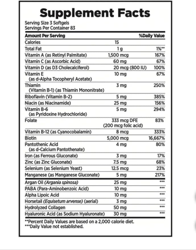 Nature's Bounty Hair, Skin and Nails, 250 Softgels (2 Pack)