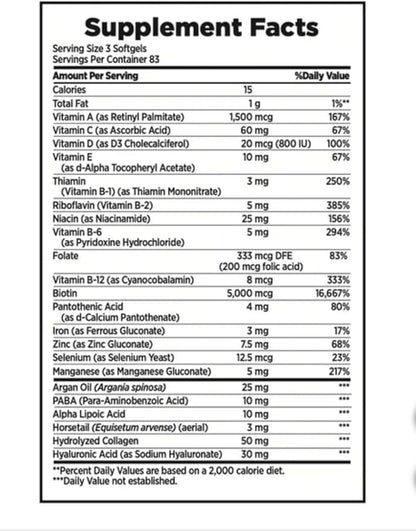 Nature's Bounty Hair, Skin and Nails, 250 Softgels (2 Pack)