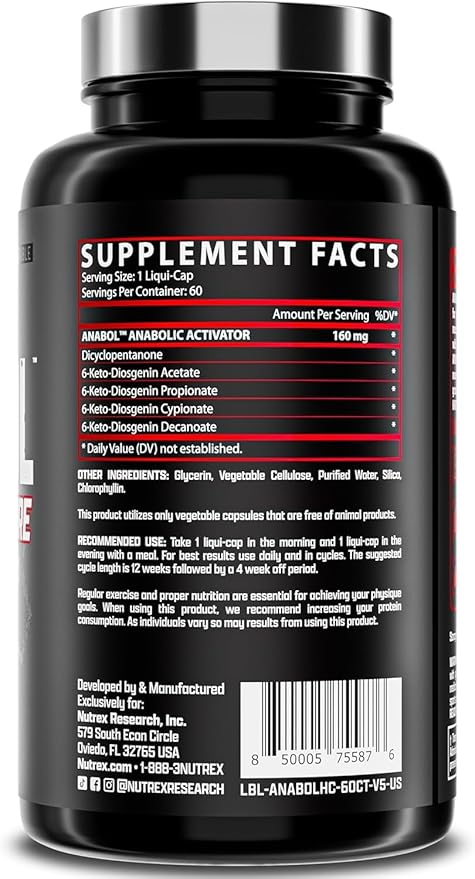 Nutrex Research Anabol Hardcore Anabolic Activator, Muscle Builder and Hardening Agent, 60 Pills