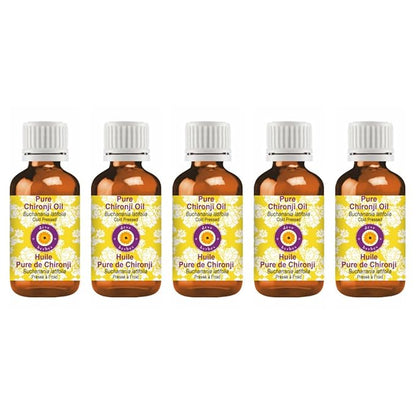 dève herbes Pure Chironji Oil (Buchanania latifolia) Cold Pressed (Pack of Five) 100ml X 5 (16.9 oz)