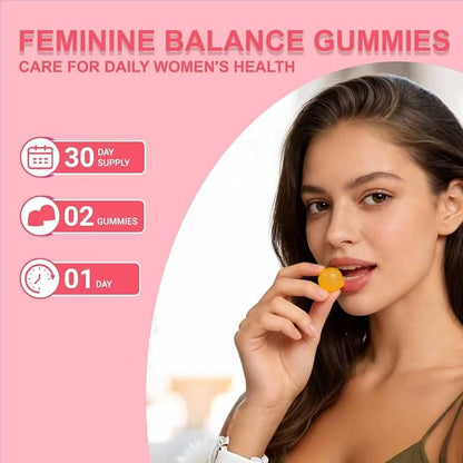 Premium Feminine Balance Gummies for Women, Natural Support for Feminine Wellness, Hawaiian Pineapple Flavor, Contains Probiotic Formula, Maintain Female pH Balance, 60 Gummies