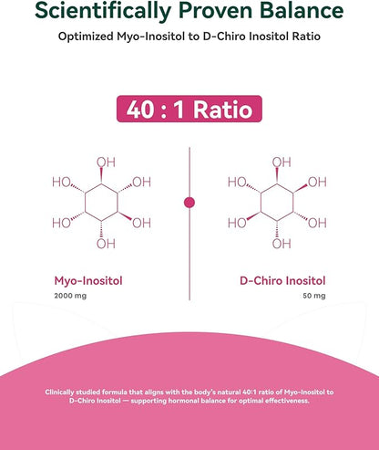 Inositol Supplement for Women, Myo-Inositol & D-Chiro Inositol 40:1, PCOS Support with Berberine, MTHF Folate & Vitamin D3, Supports Ovarian Health, Hormonal Balance & Regular Cycles, 120 Capsules