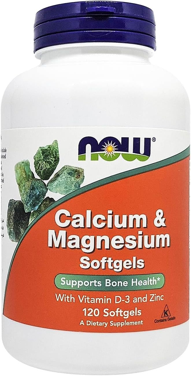 NOW Foods Supplements, Calcium & Magnesium with Vitamin D-3 and Zinc, Supports Bone Health*, 120 Softgels, (Pack of 2)