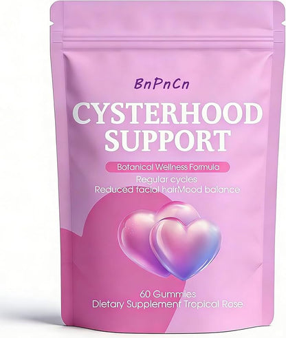 Cysterhood Support Gummies, Women's Gummies with Inositol, Zinc, Vitamin D3 & Vitamin B12, Supports Healthy Energy Levels, Vegan & NO GMO, 60 Gummies (1pcs)