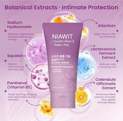 Advanced Soft Bloom Cream – Probiotic-Powered Feminine Moisturizer for Vulva & Intimate Area | Soothes, Hydrates & Protects | Daily Non-Irritating pH-Balanced Cream | 1.73 fl.oz