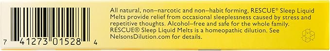Bach RESCUE SLEEP Liquid Melts, Natural Orange Vanilla Flavor, Natural Sleep Aid, Stress Relief, Homeopathic Flower Essence, Free of Melatonin, Gluten & Sugar, Non-alcohol, Non-Narcotic, 28ct.