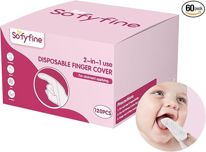 60 Counts Baby Tongue Cleaner and Oral Teeth Finger Toothbrush, Mouth and Gum Dry Wipes,for Newborn,0-24 Months Infants,Toddlers
