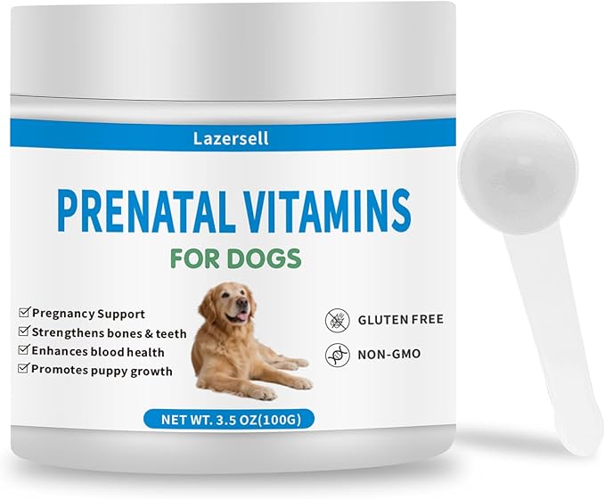 Prenatal Vitamins for Dogs - Aids Healthy Gestation, Puppy Development & Milk Production - Packed with Folic Acid, Calcium, Iron & Key Vitamins - Ideal for Pregnant and Nursing Canines