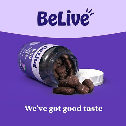 BeLive Iron Gummies - Multivitamin Supplement with Vitamin C, A, B & Zinc, Supports Blood Oxygen, Vegan Iron Supplements for Women, Men & Kids for Growth and Development - Grape Flavor | 1-Pack