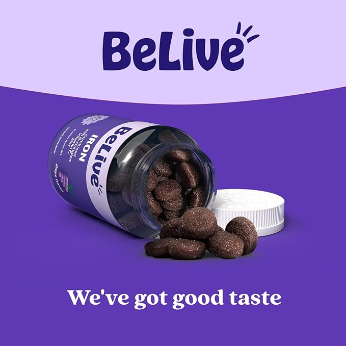 BeLive Iron Gummies - Multivitamin Iron Supplement with Vitamin C, A, B & Zinc, Supports Blood Oxygen, Vegan Supplements for Women, Men & Kids for Growth and Development - Grape Flavor | 5-Pack