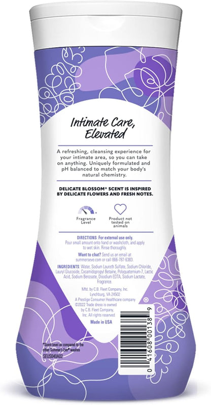Summer's Eve Delicate Blossom All-Over Daily Feminine Wash, pH-Balanced Body Wash for Women, Removes Vaginal Odor and Refreshes, 15 Fl Oz (Pack of 2)