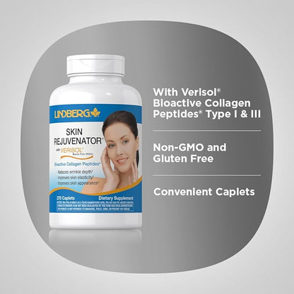 Lindberg Skin Rejuvenator with Verisol | 270 Tablets | with Collagen Peptides | for Hair, Skin, and Nails Supplement