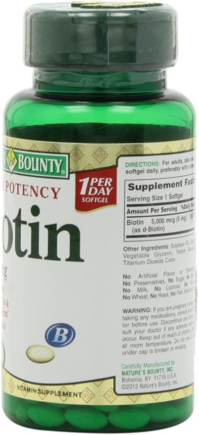 Nature's Bounty Super Potency Biotin 5000mcg - 72 softgels (Pack of 2)