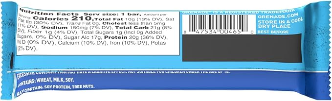 Grenade OREO Milk Chocolate High Protein Bar, 20g Protein and 1 g Sugar per Snack Bar, 12 Count, 2.1 oz Bars