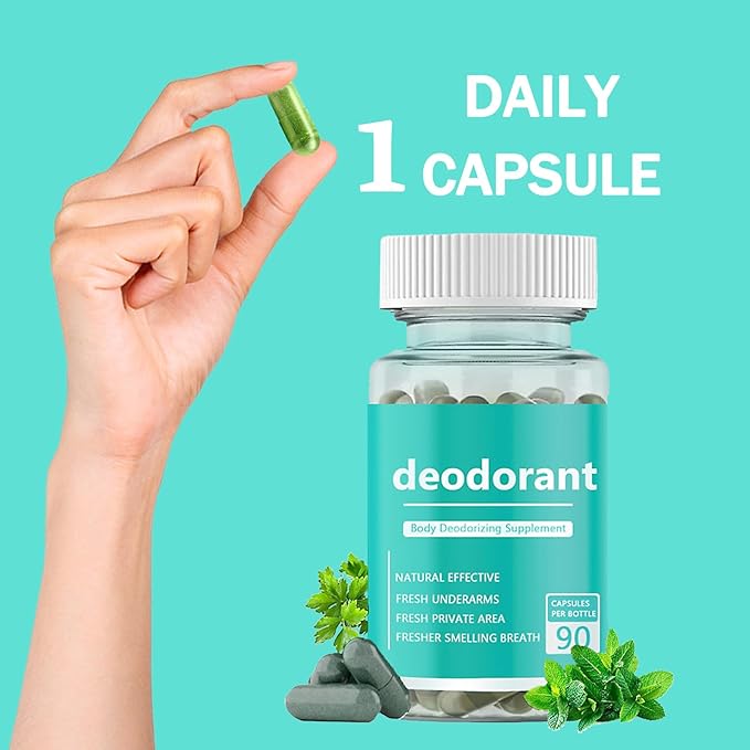 Body Deodorizing Supplement, Internal Body Deodorant Chlorophyll Capsules, Internal Deodorant Pills Odor Contro 90 Count