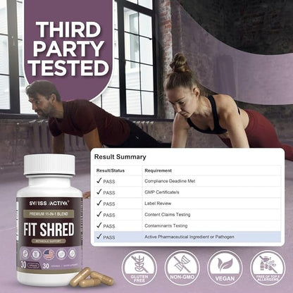 Swiss Activa+ Labs Fit Shred | 11-in-1 Weight Management Herbal Supplement for Energy, Digestive Support & Daily Wellness | Metabolism Booster | Non-GMO, Veg, Natural Ingredients | 30-Day Supply