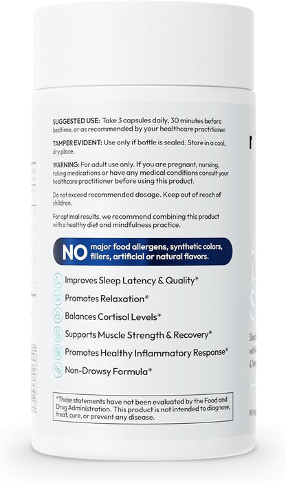 Zenful Sleep 6-in-1 Natural Sleep Aid for Adults Without Melatonin | Deep Sleep Supplement with Ashwagandha KSM-66® and Venetron® | Supports Cortisol Balance & Mood | 90 Capsules