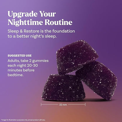 Natrol Sleep & Restore Magnesium Glycinate Blend Gummies, Magnesium for Sleep Aids for Adults, Melatonin-Free, Cherry Flavored, 30 Day Supply, 60 Gummies (Pack of 2)