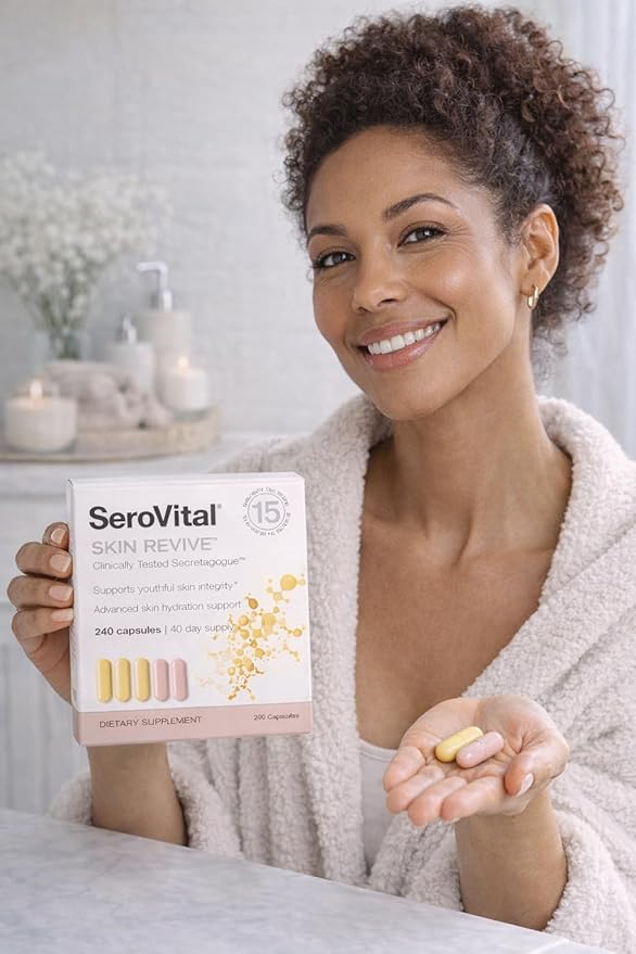 Serovital Skin Revive – Anti-Aging Supplement for Women – Supports Skin Hydration, Energy, Immune Health & Fine Line Reduction – 240 Capsules – 40-Day Supply