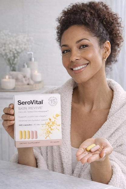 Serovital Skin Revive – Anti-Aging Supplement for Women – Supports Skin Hydration, Energy, Immune Health & Fine Line Reduction – 240 Capsules – 40-Day Supply