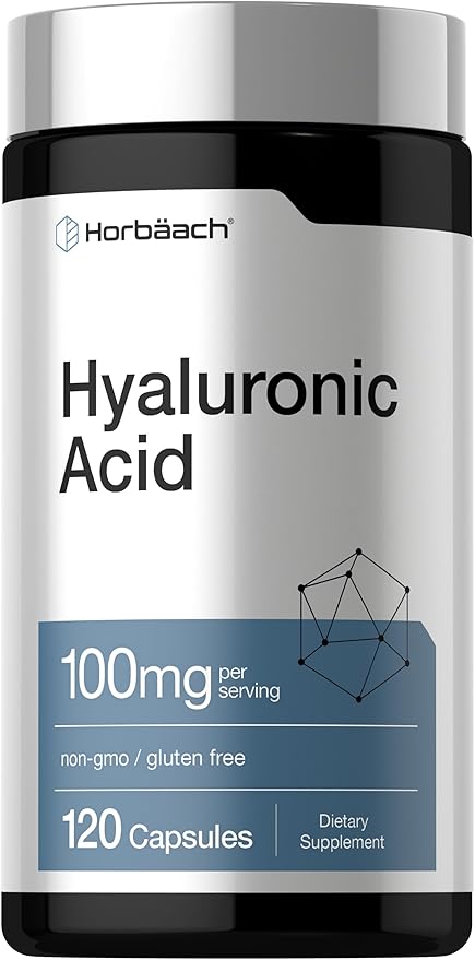 Horbäach Hyaluronic Acid Supplement | 100mg | 120 Capsules | Non-GMO, Gluten Free