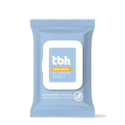 TBH Kids Gentle Face Wipes – Daily Cleansing & Hydrating Wipes for Preteens & Teens – Soothing Chamomile & Calendula – Sulfate & Paraben-Free – 30 Count