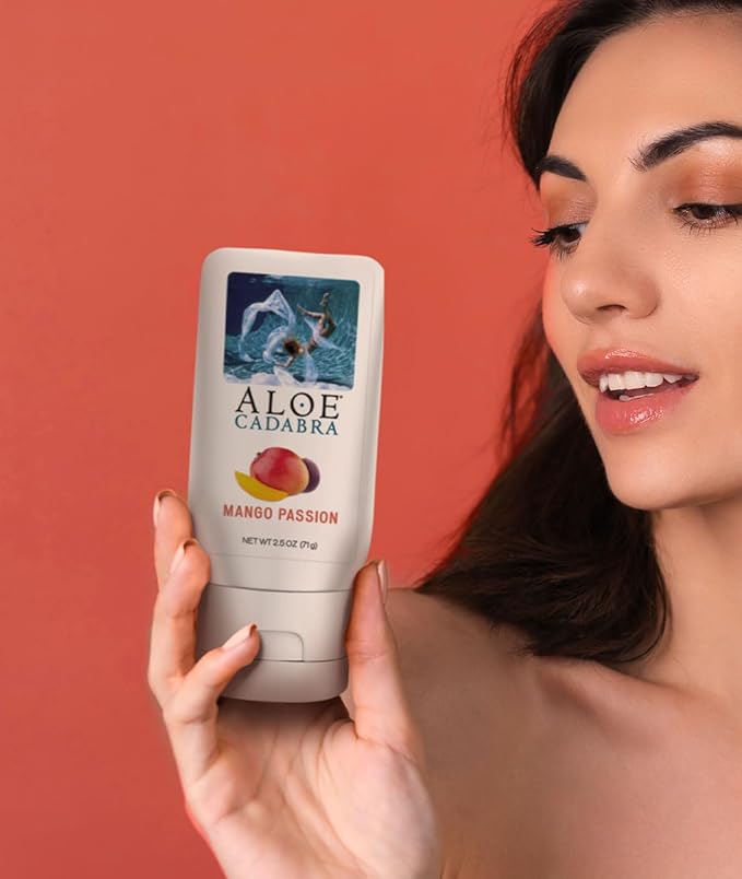 Aloe Cadabra Flavored Personal Lubricant Organic Passion Lube for Women, Men & Couples, Mango Passion 2.5 Ounce (Pack of 5)