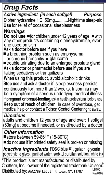 Sleep Aid, Diphenhydramine Softgels 50mg, Easy-to-Swallow, Supports Deeper Restful Sleeping, Non Habit-Forming (220 Counts | Pack of 2)