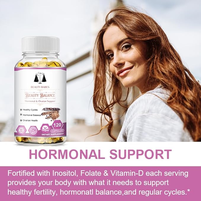 Myo-Inositol & D-Chiro Inositol - Hormone Balance & Healthy Ovarian Support for Women - 100% All Natural PCOS Support Supplement - Made in the USA - Vegan Gel Capsule - Reduce Facial Hair Growth