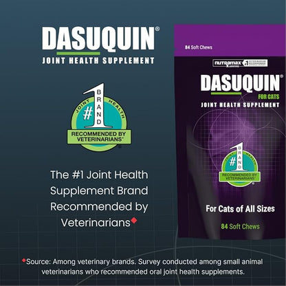 Nutramax Dasuquin Joint Health Supplement for Cats - With Glucosamine, Chondroitin, ASU, Boswellia Serrata Extract, Green Tea Extract, and Omega-3, 84 Soft Chews