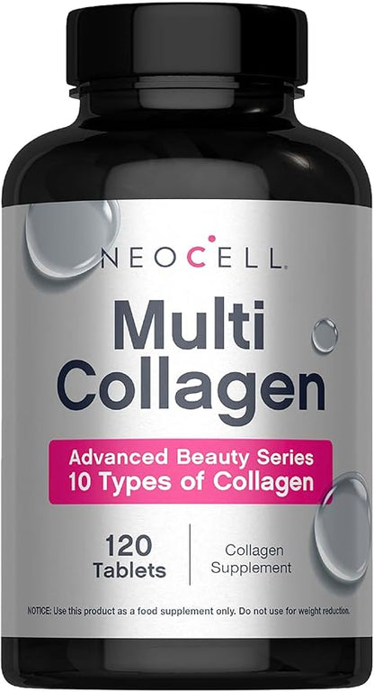 NeoCell Super Multi Collagen Peptides | 120 Tablets | 10 Types of Collagen | Skin, Hair and Nails | Beauty Supplement | For Men and Women