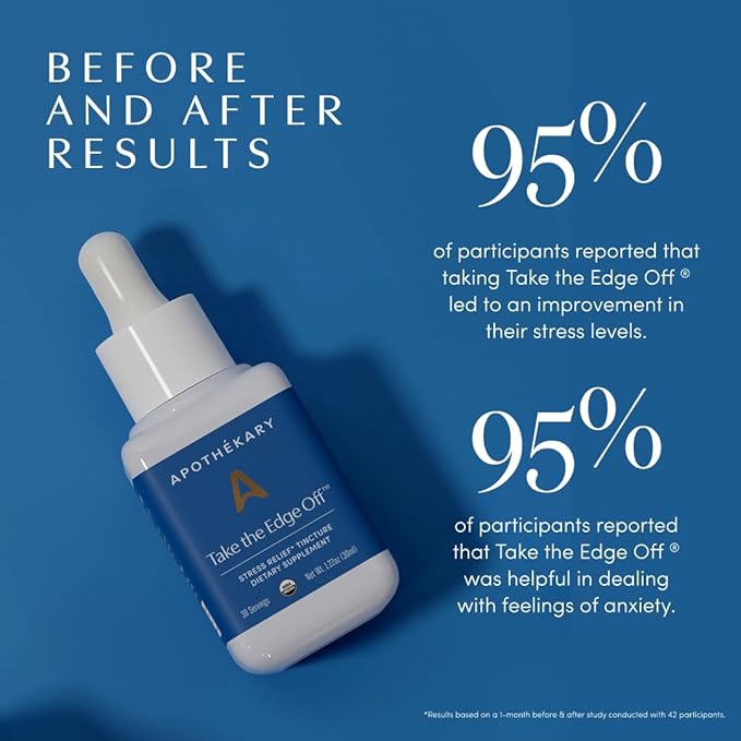 Apothékary Take The Edge Off, Helps Ease Stress & Tension, Alcohol-Free White Wine-Inspired Herbal Liquid Drops, Made with Passionflower Flower, Skullcap & Oatstraw Leaf, 1 Fl oz, 30 Servings