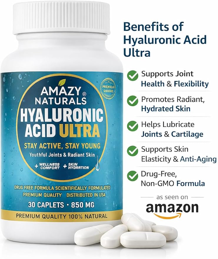 Hyaluronic Acid Ultra, 850mg, 30 Caplets, Premium Joint and Skin Supplement