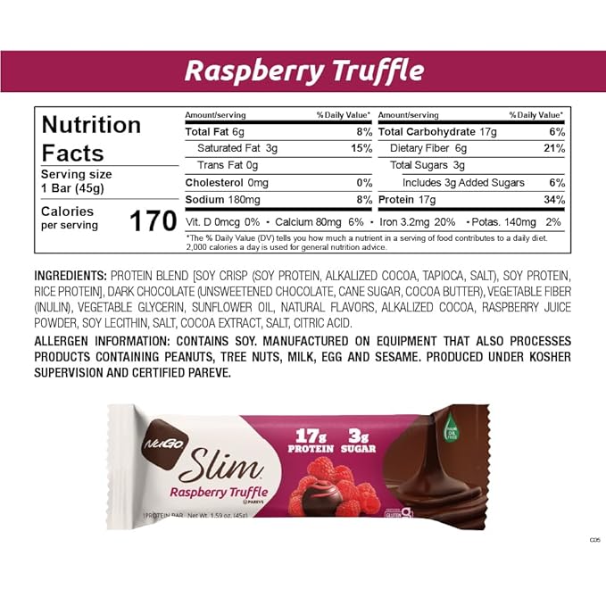 NuGo Slim 12ct Variety 16-17g Protein, 3g Sugar, High Fiber, Low Net Carb, Keto Friendly, Gluten Free