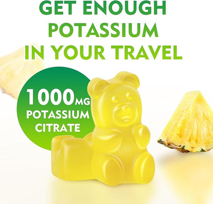Potassium Citrate Gummies 1000mg, High Potency Potassium Supplement Gummies for Adults Women & Men, Support Muscle Health, Sugar-Free, Pineapple Flavor, 120 Count
