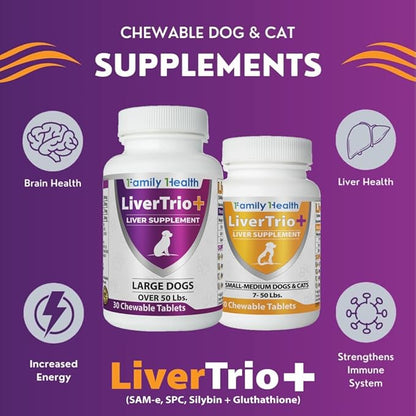 Comprehensive Liver Support Supplement for Smaller Dogs. Flavorful Chewable Tablets Combining Same, SPC, Silybin A+B, + Glutathione 30Ct (Small - Medium)