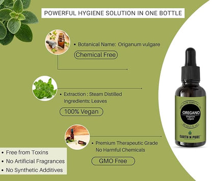 Earth N Pure Oregano Essential Oil Undiluted, Natural and Therapeutic Grade with Glass Dropper - 30 ML