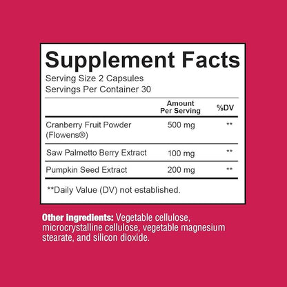 Premium Bladder Support Supplement – Bladder Control Supplement for Occasional Urinary Urgency, Frequency & Leakage – With Clinically Studied Cranberry, Pumpkin & Saw Palmetto - 60 Capsules