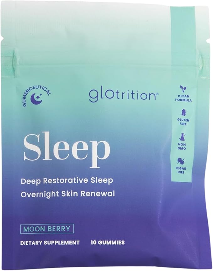 Glotrition Beauty Sleep Gummy Travel Pack | Deeper, Higher Quality Sleep | Rejuvenate & Moisturize Skin at Night | Non-Habit Forming with Natural Ingredients | 10 Gummies